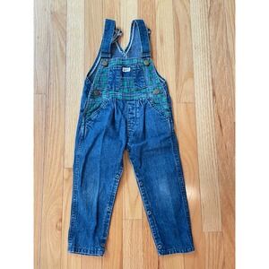 Vintage Guess Denim Overalls 18M Plaid Print USA Made